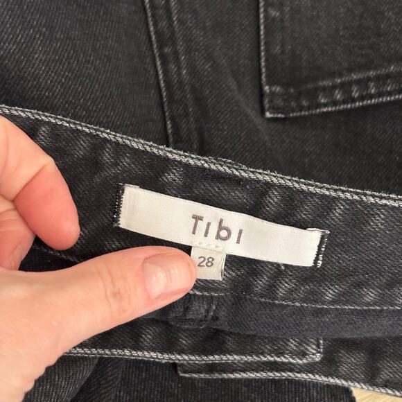 Tibi Jeans Womens 28 Black‎ Elfie Crop Raw Frayed Hem Washed Patch Pockets Faded - Picture 9 of 11